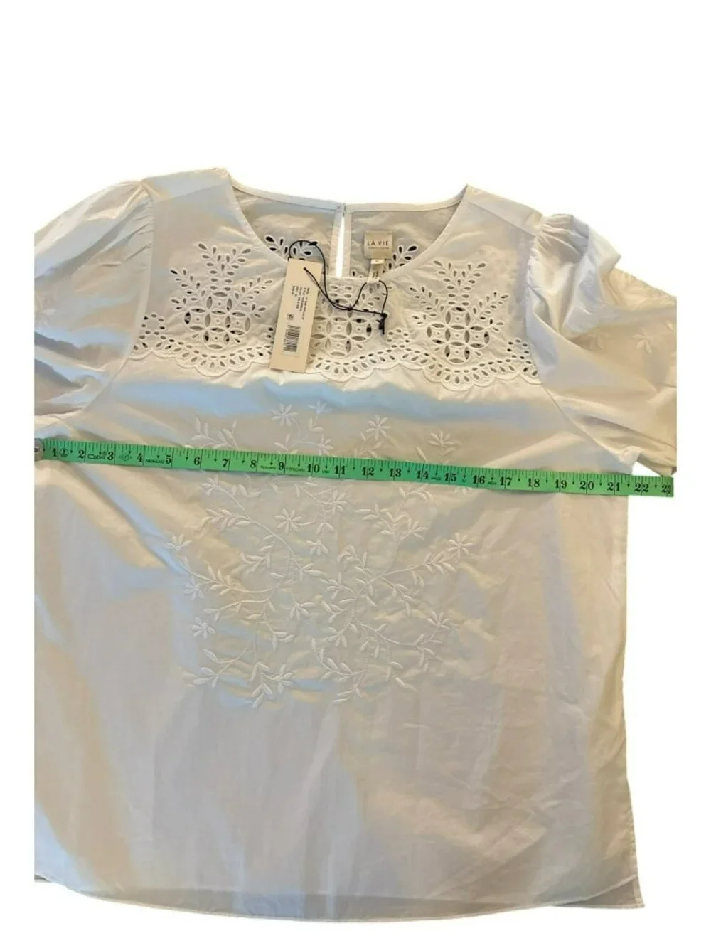 NWT La Vie Rebecca Taylor Embroidered Eyelet Cotton Poplin Blouse Size XL - Picture 7 of 8